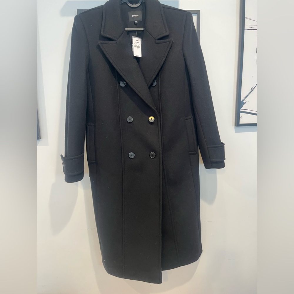 Express Black Double-Breasted Coat